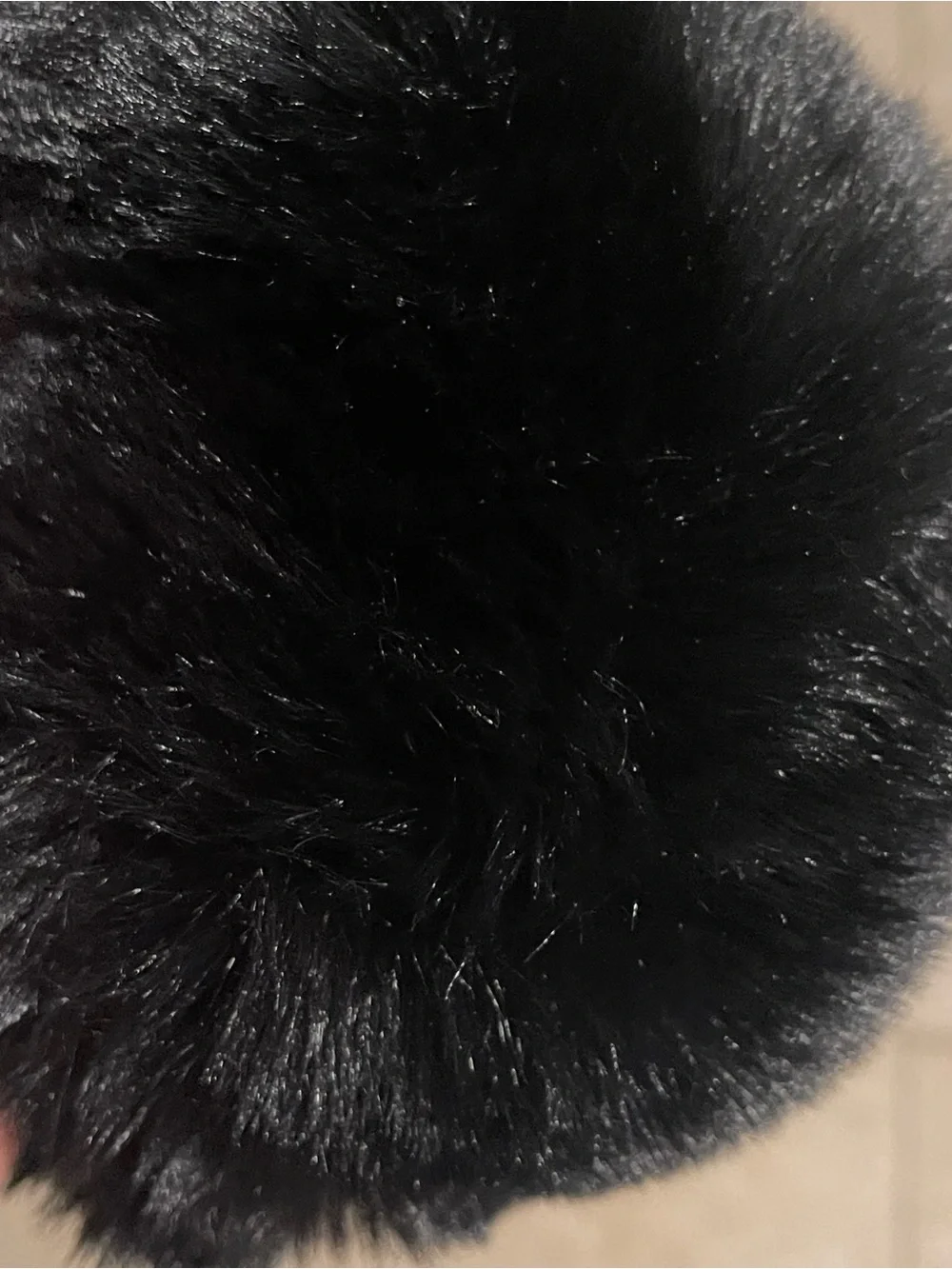 Black Faux Fur Pom Pom Scrunchie - Stylish Accessory New